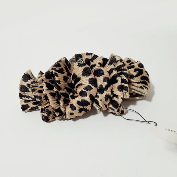 NWT Loeffler Randall leopard print ruched satin-like barrette hair clip - Picture 9 of 10